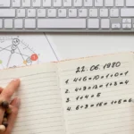 Tabela de numerologia exibindo letras e números correspondentes para cálculo do nome da empresa, com elementos gráficos de sucesso e estratégia.